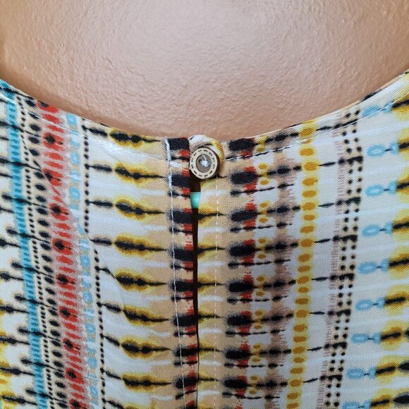 Taupe Rayon Challis Ethnic Back Keyhole Pocketed Romper - Picture 6 of 6